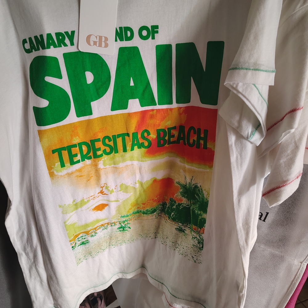 GBG Los Angeles White Tee with Green and Orange Graphic